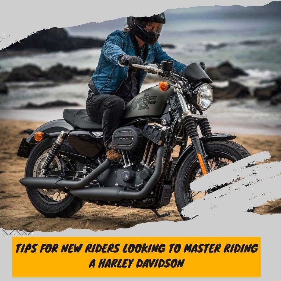 a man RIDING A HARLEY DAVIDSON beside a sea