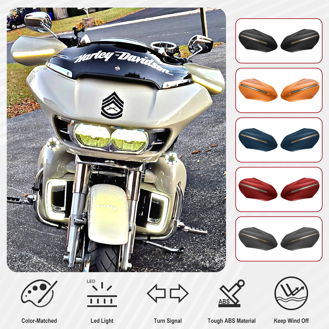 Color Matched hand guard with LED for Harley Touring & Softails