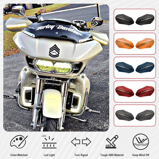Color Matched hand guard with LED for Harley Touring & Softails