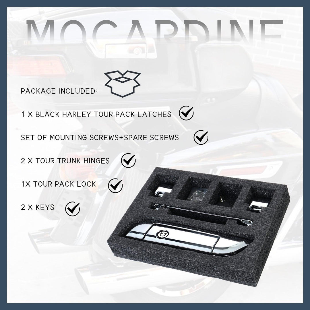 Tour Trunk Pack Latches and Hinges: Color-Matched Kit for Mocardine, Razor, Chopped, and King Tour Trunk Packs