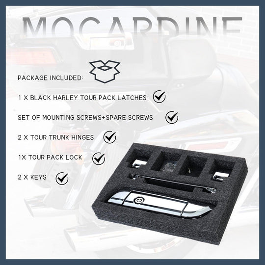 Tour Trunk Pack Latches and Hinges: Color-Matched Kit for Mocardine, Razor, Chopped, and King Tour Trunk Packs