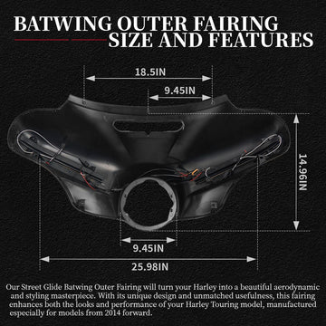 Front Batwing Outer Fairing For Street Glide 2014 - 2023