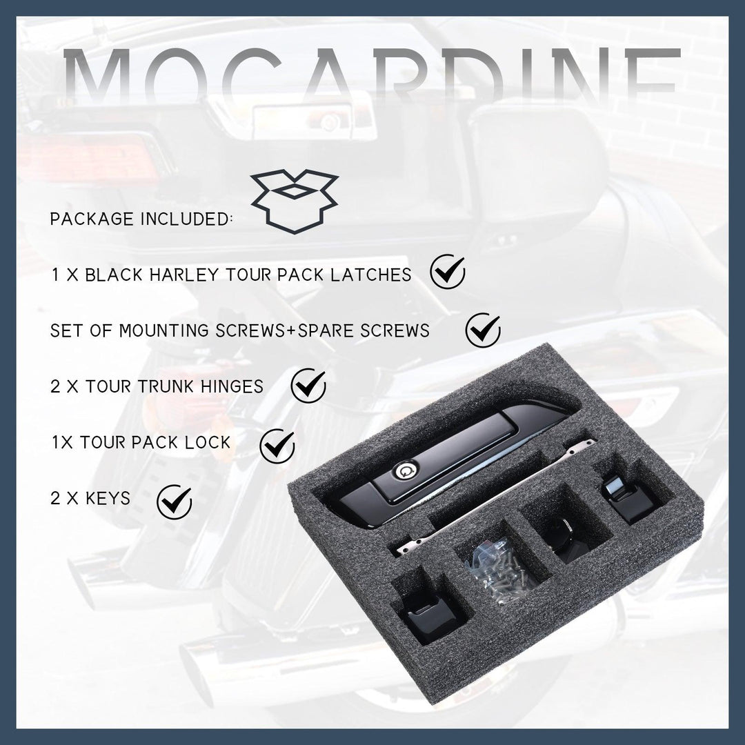 COLOR MATCHED HINGES & LATCH KIT FOR MOCARDINE & HARLEY RAZOR CHOPPED KING TOUR PAK